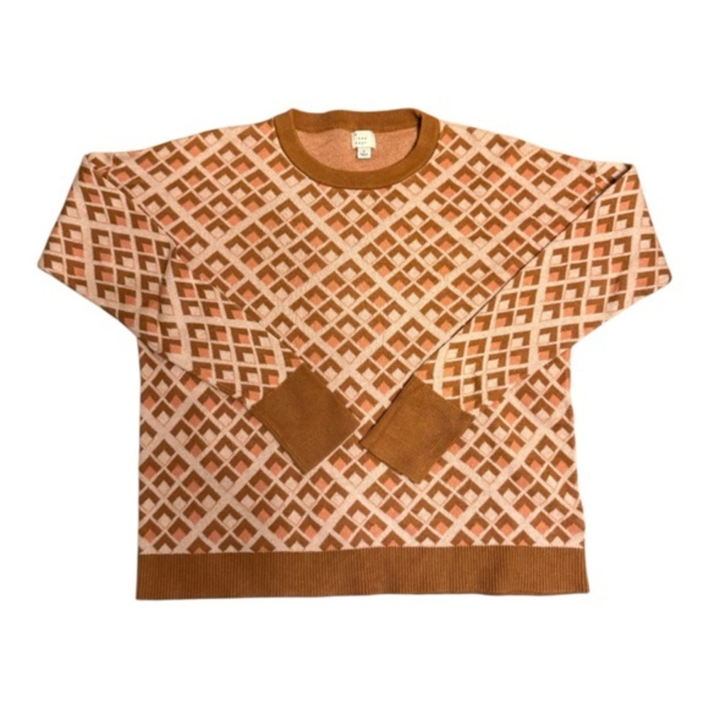 Geometric Sweater – Rust and Pink Pullover - Picture 1 of 4